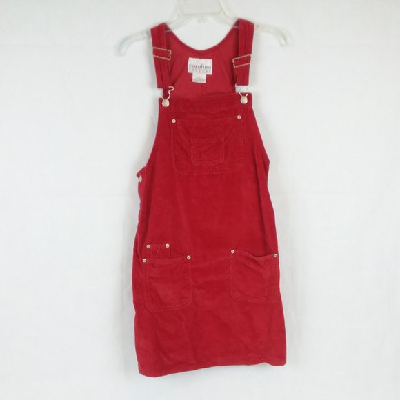 red overalls skirt